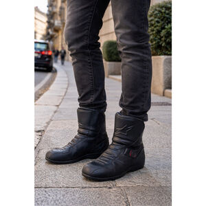 Alpinestars Black Leather Motorcycle Riding Boots Sport Biker Street EU 11.5